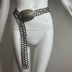 43” Metal Wire Crochet Silver Mesh Adjustable Belt Hand Made in Greece
